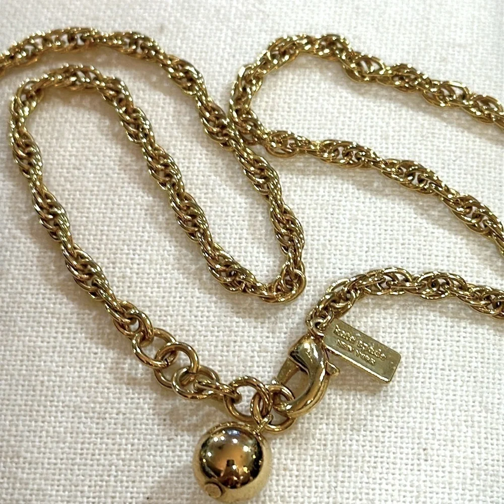 Kate Spade Double Strand Layered Faceted Black & Gold Bead Necklace 29”- EUC